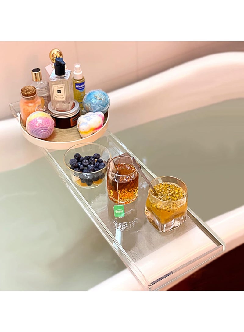 تي بي جي بي صينية حوض استحمام أكريليك، صينية تقديم أكريليك شفافة مزخرفة، رف عرض منظم أدوات التجميل، حامل تخزين الطعام على سطح طاولة الحمام ومرآة القهوة - Image 5