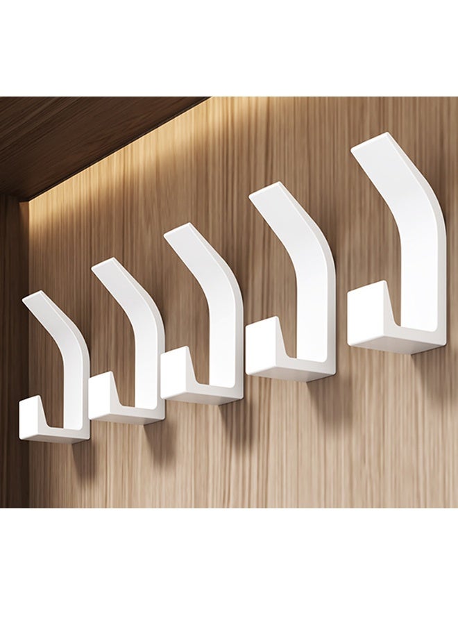 5 Pack Wall Hooks for Coat and Towel, Adhesive Door Hanger Stick on, Towel Hooks For Bathrooms,Shower Hooks for Wall,Door Hooks Hanging Towel, Kitchen Hook (White) - Image 2