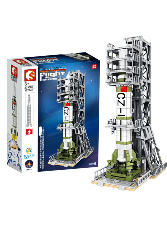 Senbao Genuine Authorized China Aerospace Series Building Blocks Assembled Educational DIY Small Particle Building Blocks Model Toys-Color:Senbao 203306 Man-made Satellite Launch  - Image 1