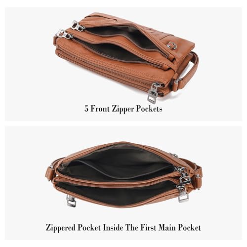 MINICAT Treble Pockets Small Crossbody Purse Cell Phone Purse Shoulder Bags for Women Cross Body Bag for Woman(Brown Small) - Image 5