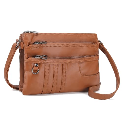 MINICAT Treble Pockets Small Crossbody Purse Cell Phone Purse Shoulder Bags for Women Cross Body Bag for Woman(Brown Small) - Image 1
