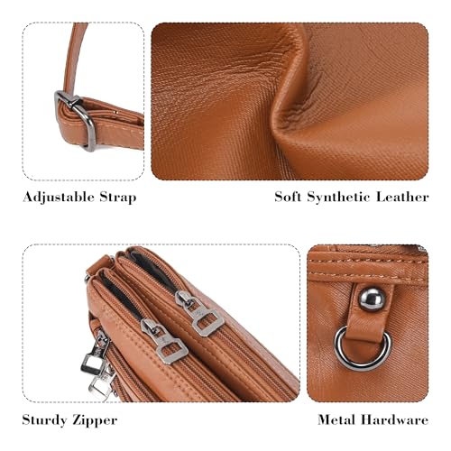 MINICAT Treble Pockets Small Crossbody Purse Cell Phone Purse Shoulder Bags for Women Cross Body Bag for Woman(Brown Small) - Image 3