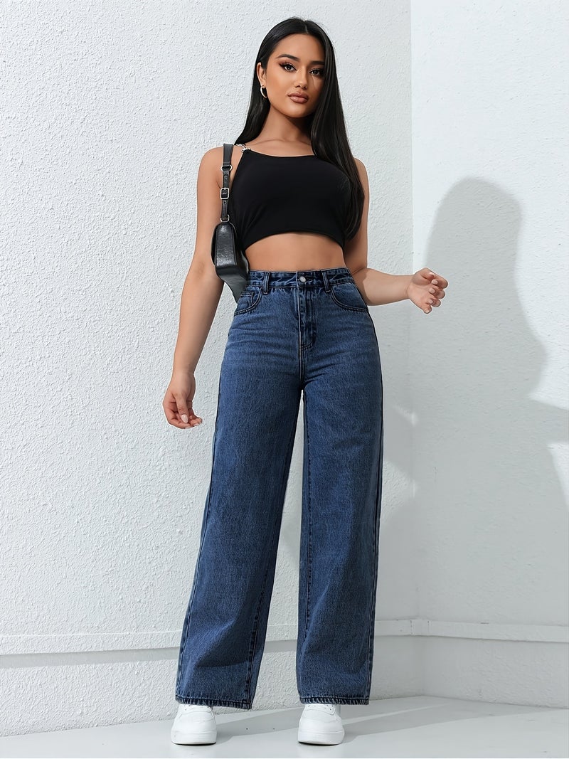 Women's Loose Straight-Leg Jeans with Pockets - Image 5