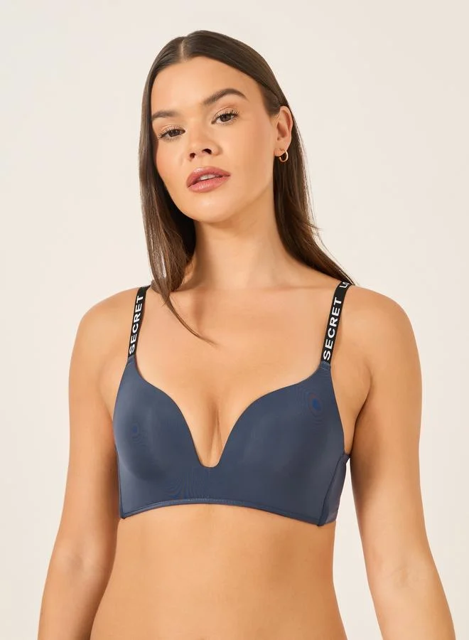 تايك تو Take Two Letter Tape Strap Padded Non Wired Plunge Bra
