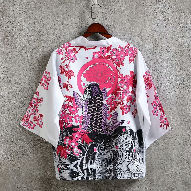 روب كيمونو نصف كم بأسلوب هاراجوكو الياباني للرجال صيفي رقيق فضفاض لحماية من الشمس - Image 1