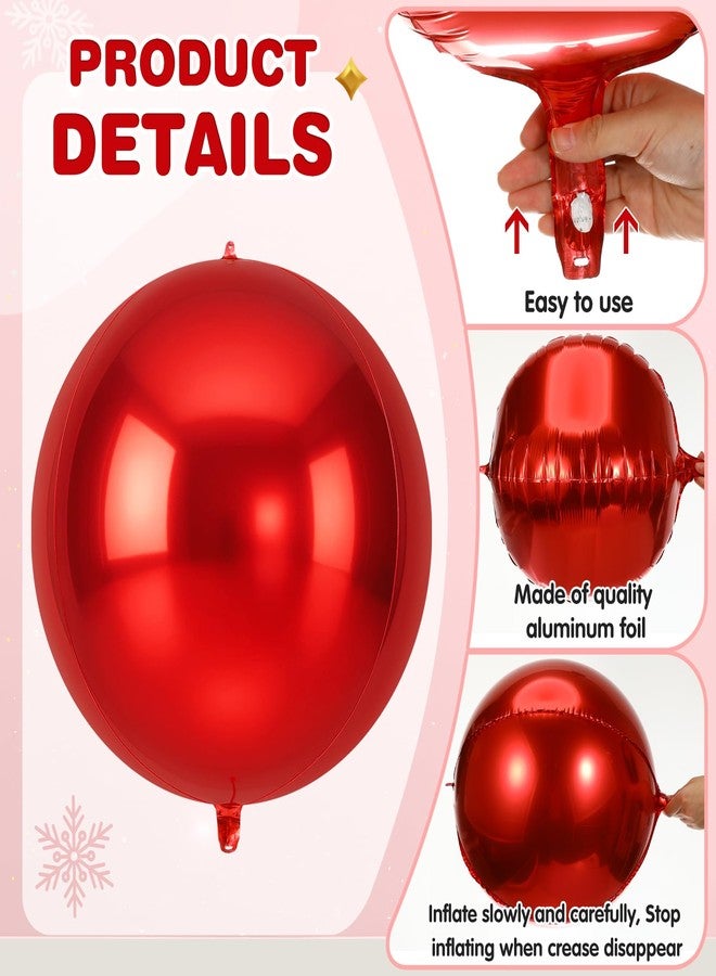 Jenaai 60 Set Round Foil Balloons Bulk 22 Inch 4d Metallic Giant Balloons Set with Satin Bows Ribbon for Ceiling Ornaments Birthday Wedding Party Decoration(Red) - Image 3