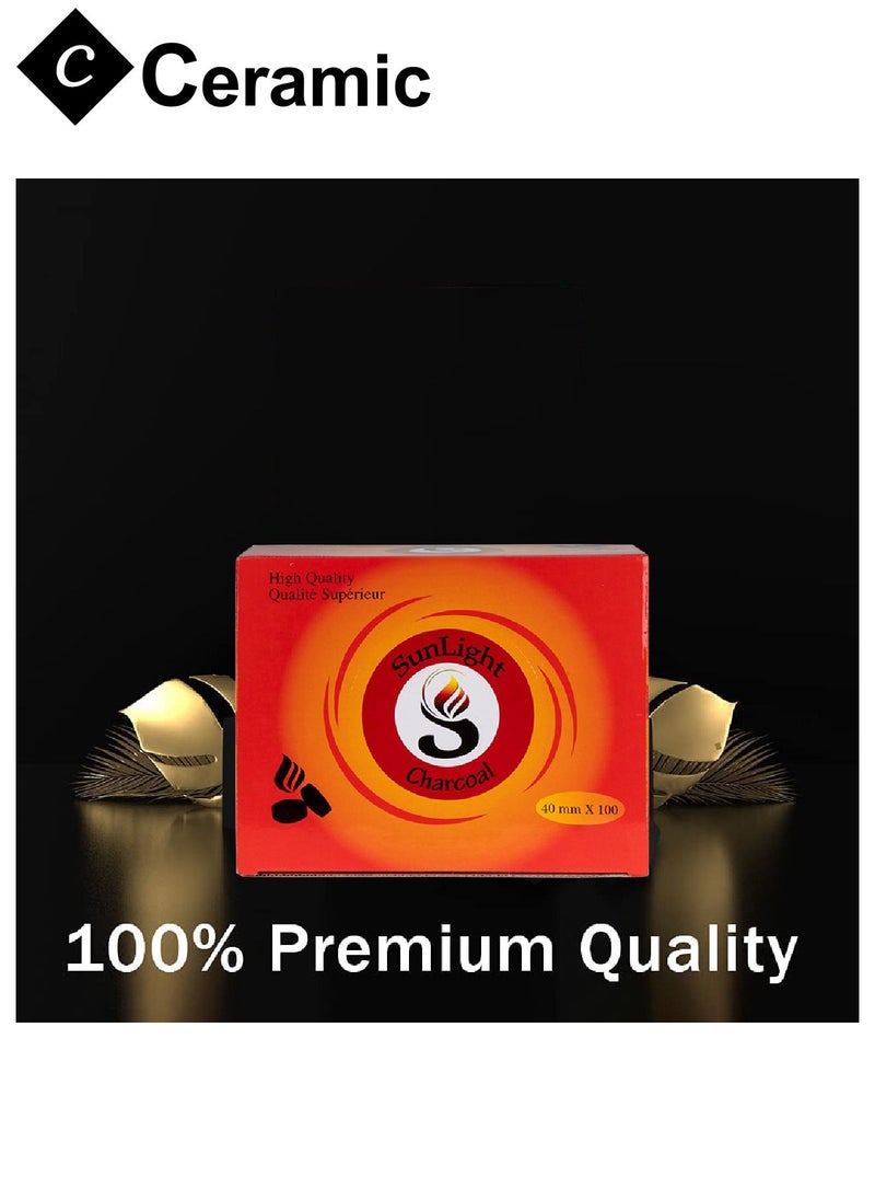 CERAMIC - Sunlight Charcoal Quick Ignite and Long Lasting 100 Pieces 3 Boxes Combo Pack - Image 1