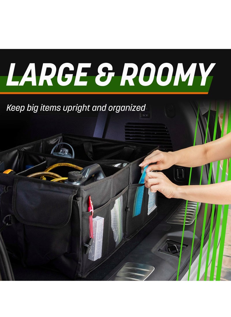 Generic - Drive Auto Car Trunk Organizer Collapsible Multi Compartment Automotive SUV Car Organizer for Storage w Adjustable Straps Truck Car Accessories for Women and Men Grey - Image 1