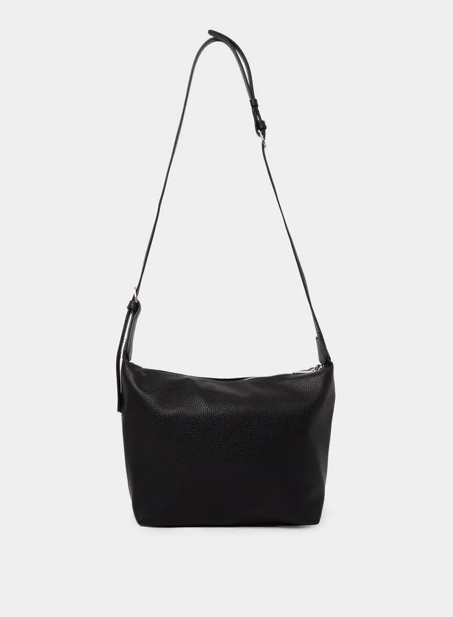 ستايلي Black Textured Hobo Bag