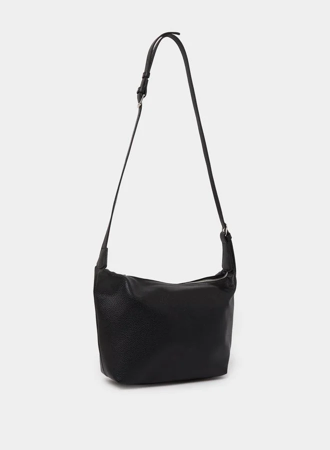 ستايلي Black Textured Hobo Bag