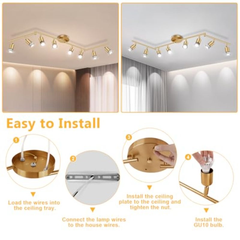 Track Lighting Kit, Ceiling Spot Lighting, Flexibly Rotatable Light Head, Track Light Bulb Not Included - Image 5