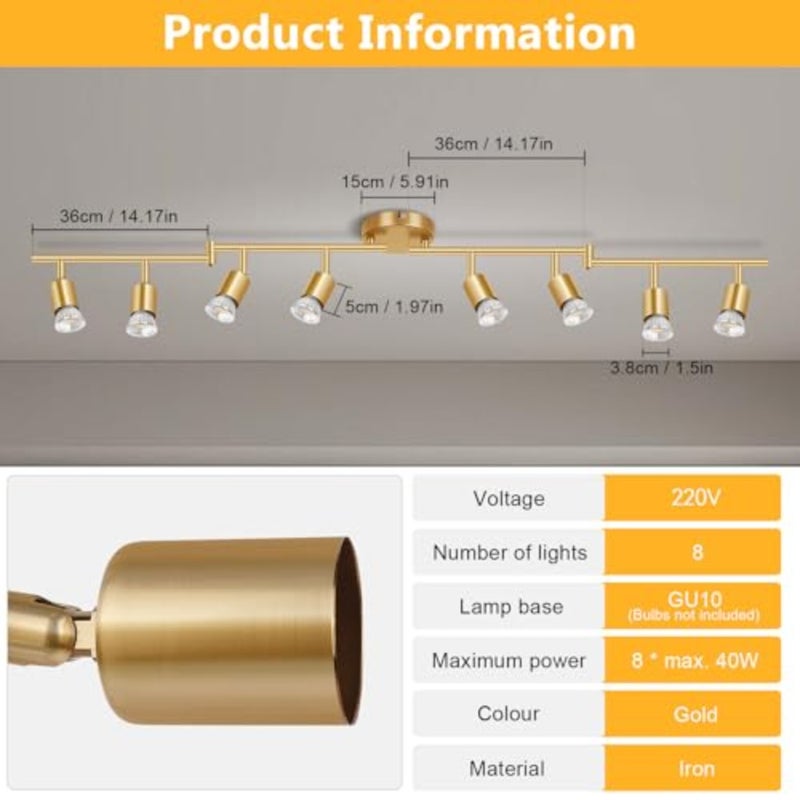 Track Lighting Kit, Ceiling Spot Lighting, Flexibly Rotatable Light Head, Track Light Bulb Not Included - Image 2