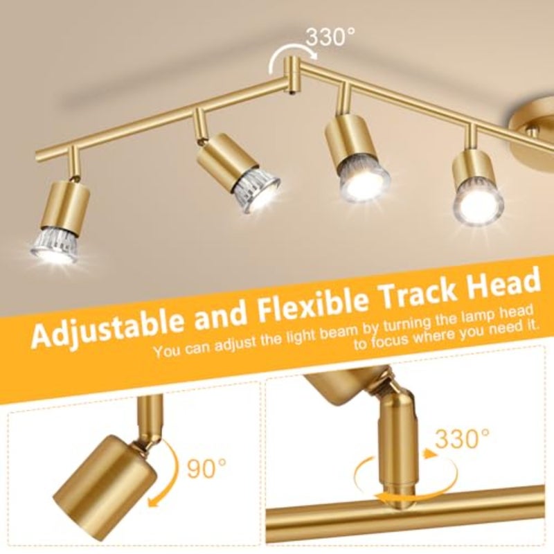 Track Lighting Kit, Ceiling Spot Lighting, Flexibly Rotatable Light Head, Track Light Bulb Not Included - Image 4