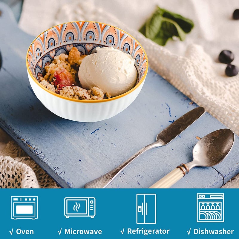 P Plus Fire Ceramic Cereal Bowls Set for Pasta, Salad, Cereal, Soup & Microwave & Dishwasher Safe (Pack of 12) - Image 3