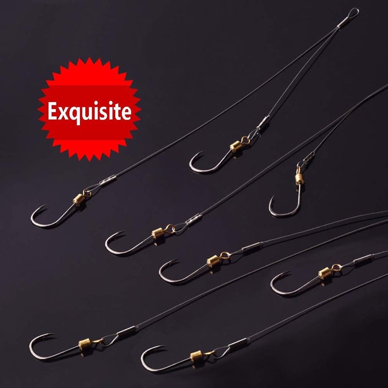 Dyxssm Fishing Hooks and Leader - Stainless Steel Fishing Rigging Wire Hooks (Pack of 5) - Image 2