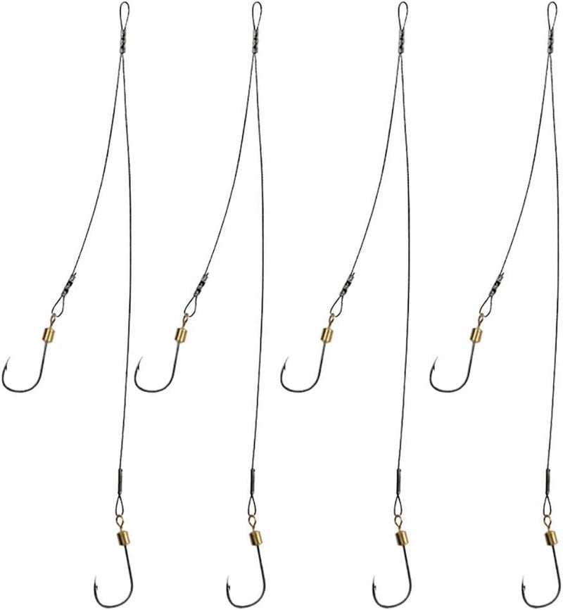 Dyxssm Fishing Hooks and Leader - Stainless Steel Fishing Rigging Wire Hooks (Pack of 5) - Image 1