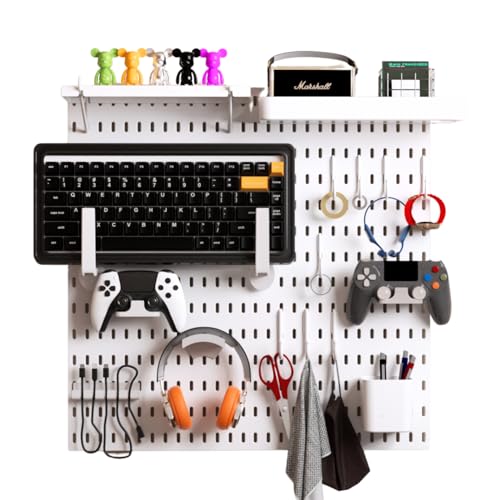 Keepo Pegboard Combination Kit, Modular Hanging Organizer with Pegboards, Accessories for Gaming Setup, Wall Game Controller Holder, Headset Stand (White, 22"22") - Image 1