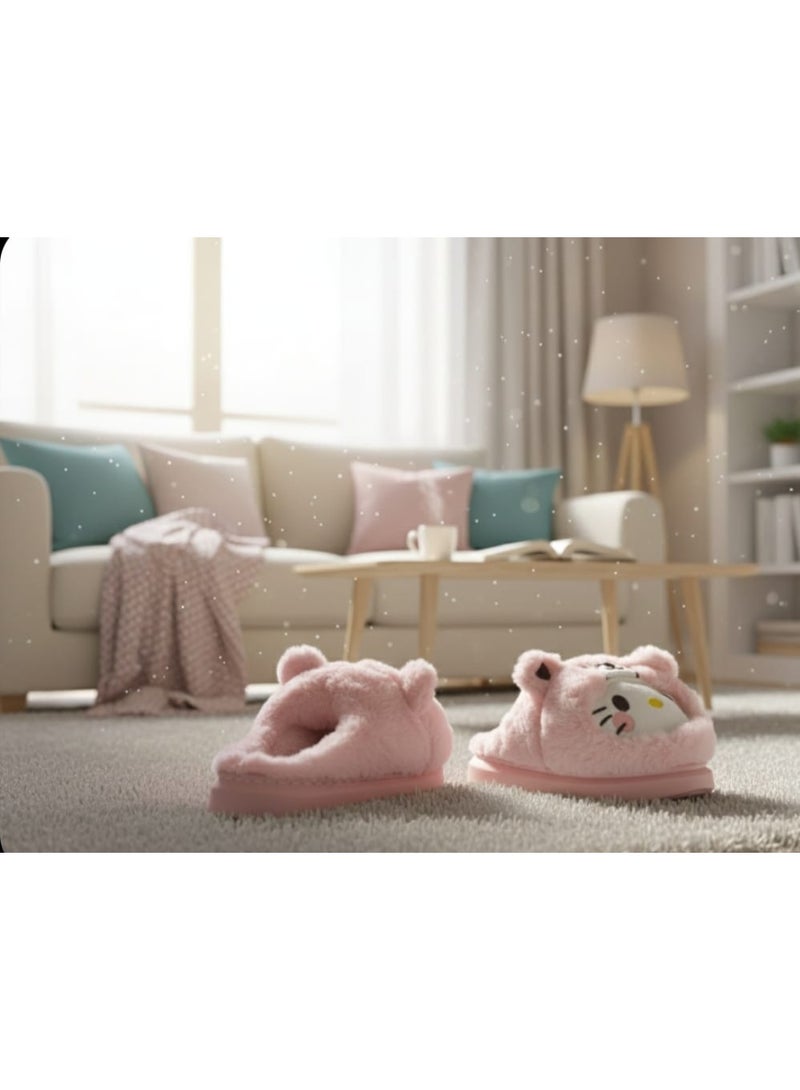 Cute Faux Fur Slippers for Girls – Comfortable, Warm, and Safe for Home Use - Size 30-31 - Image 1