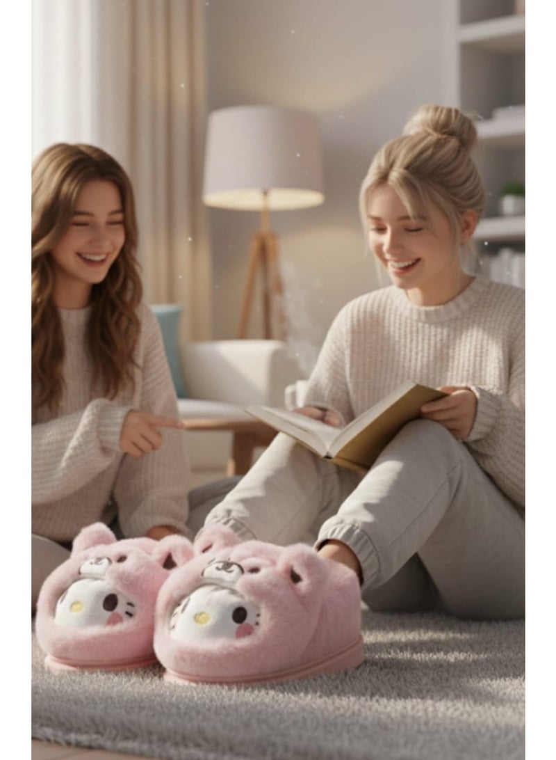 Cute Faux Fur Slippers for Girls – Comfortable, Warm, and Safe for Home Use - Size 30-31 - Image 2