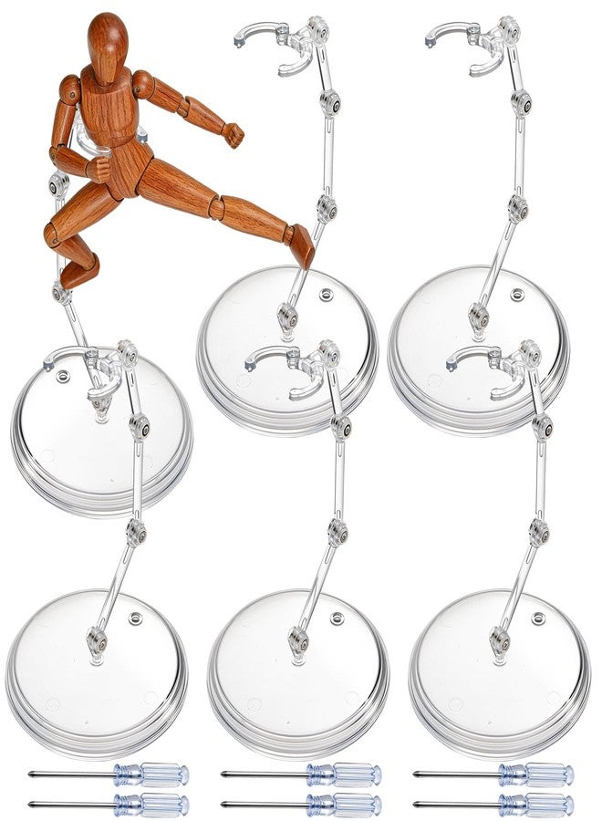Mezchi 6 Pack Action Figure Stands, Clear Doll Display Stand, Assembly Plastic Action Figure Display Holder Base with Screwdrivers, Action Figures Accessories Support for 6 Inch Dolls - Image 1