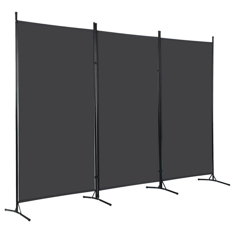FDW 3-Panel Room Divider Privacy Screen, 6FT Portable Folding Partition with Metal Frame (102" W x 70" H) for Office/Home Use, Grey - Image 1