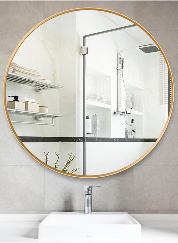 GoldenLike Wall Mirror,Bathroom Mirror,Full Length Mirror,Full Body Mirror Wall-Mounted,Modern Large Hanging Dressing Mirror For Bedroom,Living Room (Round Golden 60 X 60Cm)  - Image 1
