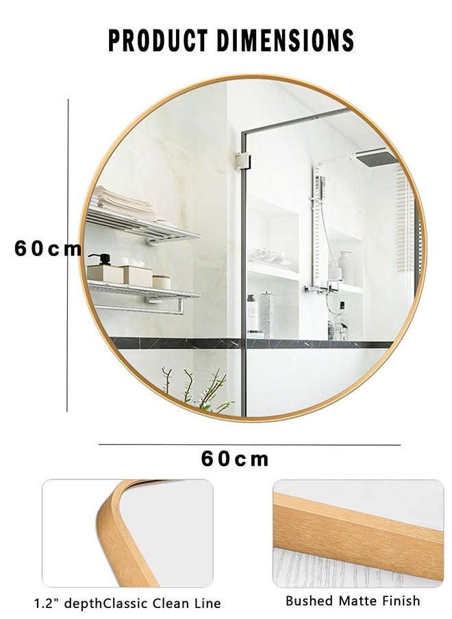 GoldenLike Wall Mirror,Bathroom Mirror,Full Length Mirror,Full Body Mirror Wall-Mounted,Modern Large Hanging Dressing Mirror For Bedroom,Living Room (Round Golden 60 X 60Cm)  - Image 5