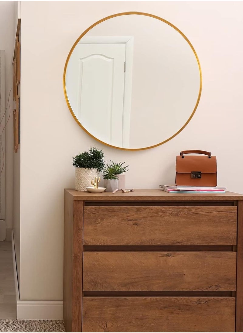 GoldenLike Wall Mirror,Bathroom Mirror,Full Length Mirror,Full Body Mirror Wall-Mounted,Modern Large Hanging Dressing Mirror For Bedroom,Living Room (Round Golden 60 X 60Cm)  - Image 4