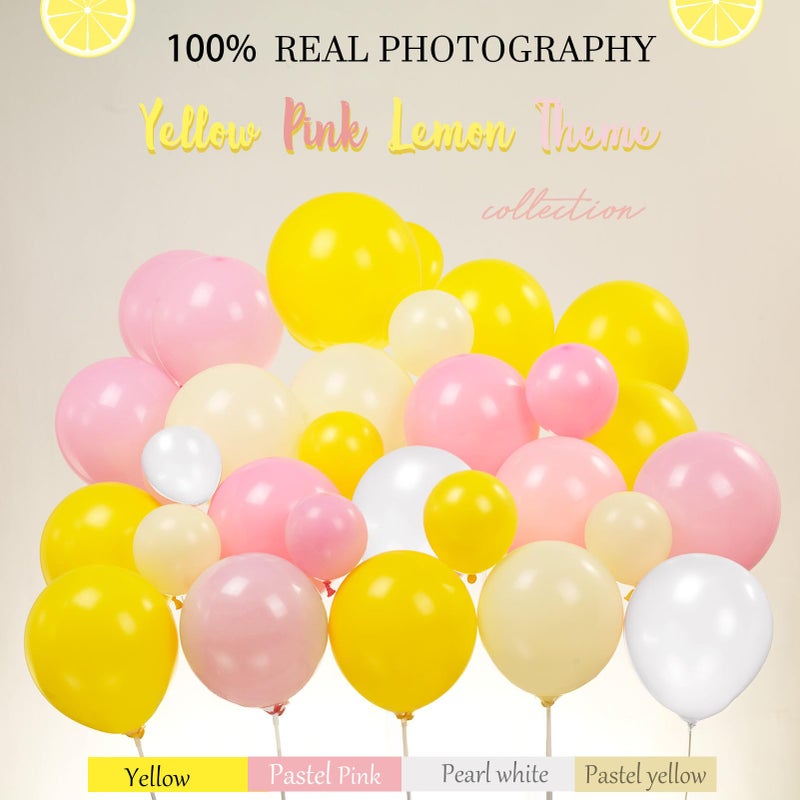 yeewaka Yellow Pink Lemon Balloon Garland Arch kit with pastel Yellow Pearl White Balloons for Lemonade juicy one 1st Birthday Summer main squeeze Bridal Shower Girl Sweet Baby shower Decorations - Image 3