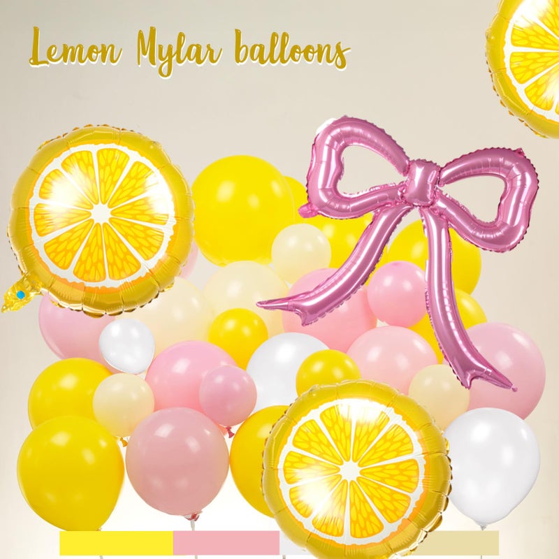yeewaka Yellow Pink Lemon Balloon Garland Arch kit with pastel Yellow Pearl White Balloons for Lemonade juicy one 1st Birthday Summer main squeeze Bridal Shower Girl Sweet Baby shower Decorations - Image 5