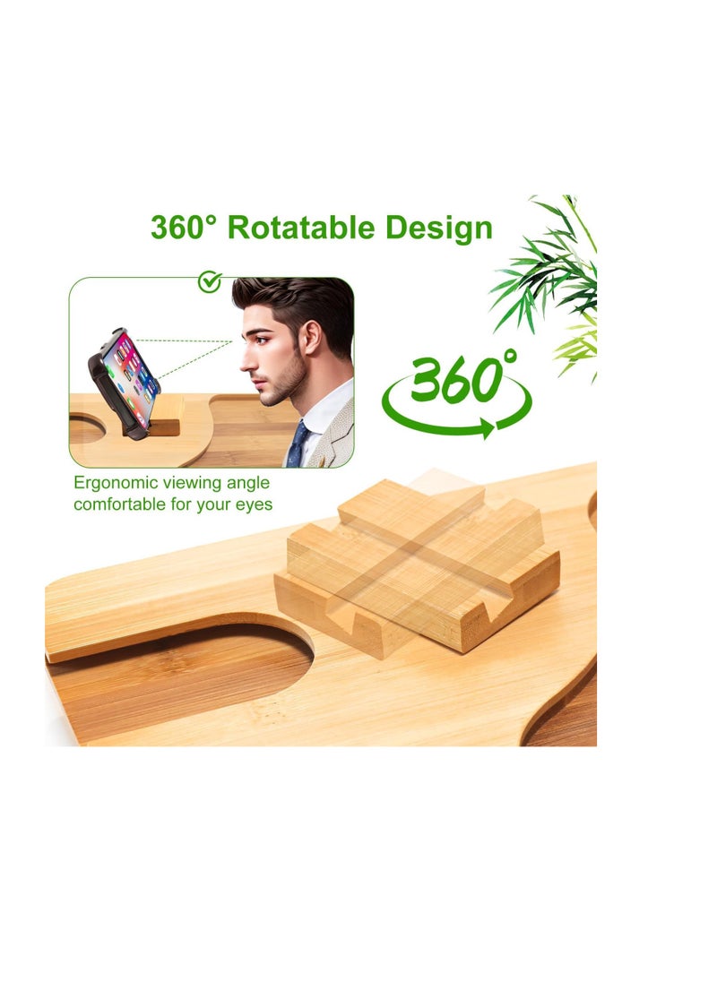 KASTWAVE - Couch Arm Table for Wide Sofa Arm Tray Clip Table with 360° Rotating Phone Holder, Couch Arm Tray Portable for Eating, Snacks, Phone, Remote, Cups, Drinks, Fruit - Image 1