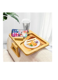 Couch Arm Table for Wide Sofa Arm Tray Clip Table with 360° Rotating Phone Holder, Couch Arm Tray Portable for Eating, Snacks, Phone, Remote, Cups, Drinks, Fruit