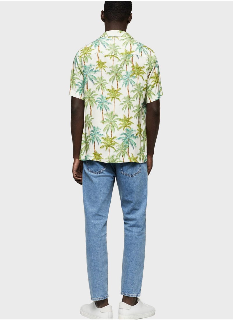 Mango Man - Hawaiian Print Regular Fit Shirt - Image 1