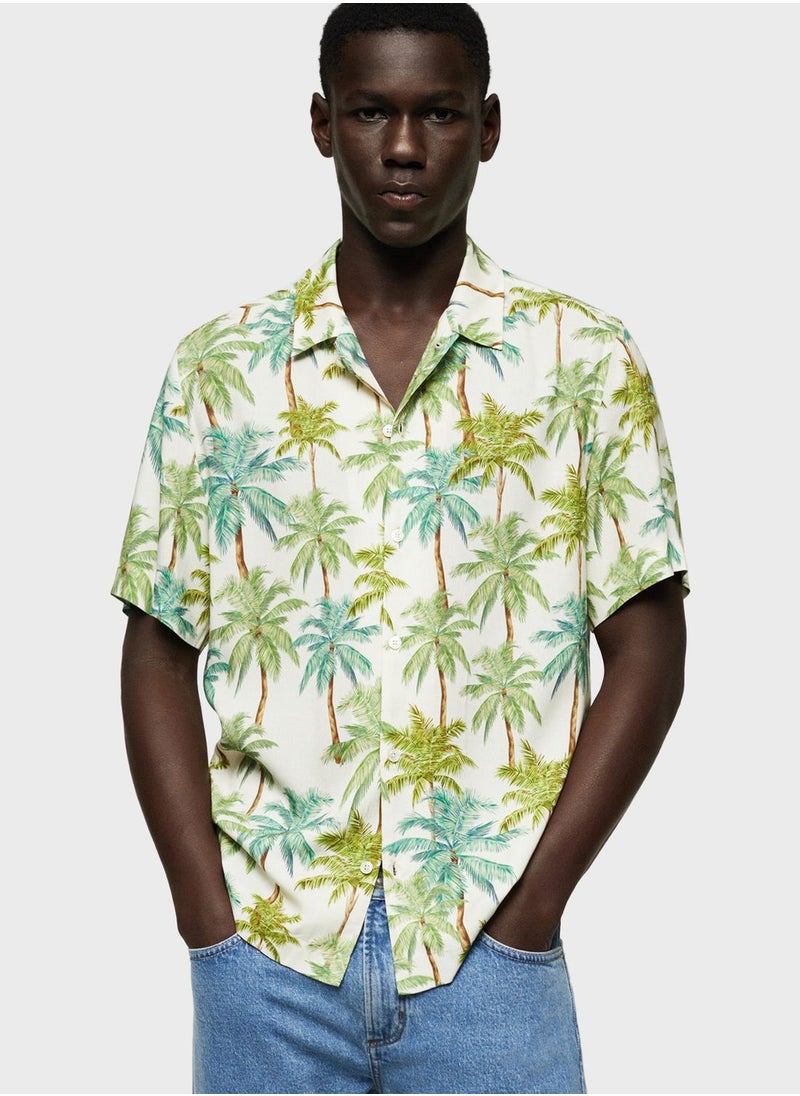Mango Man - Hawaiian Print Regular Fit Shirt - Image 1
