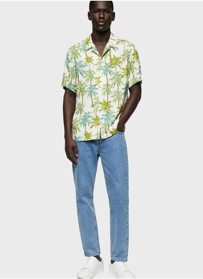 Mango Man - Hawaiian Print Regular Fit Shirt - Image 1