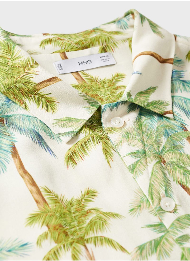 Mango Man - Hawaiian Print Regular Fit Shirt - Image 1