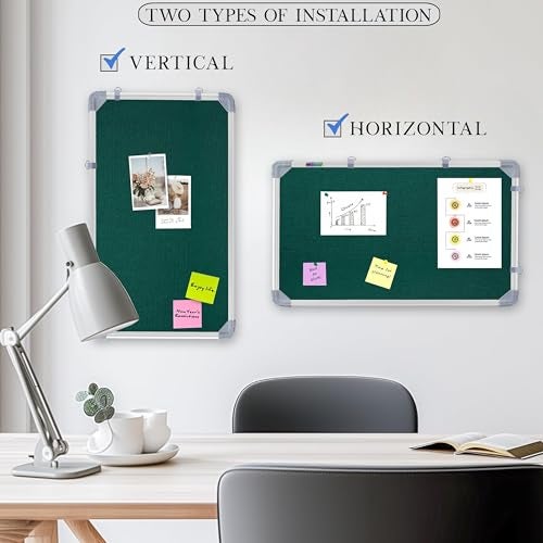 Eduway 2x1 Feet Notice Board/Pin Up Board/Bulletin Board/Display Board/Soft Board with High Resilience Foam Fabric for School, Office, Home with (20 Push-Up Pins)` (Green - 59x29 Cms) - Image 3