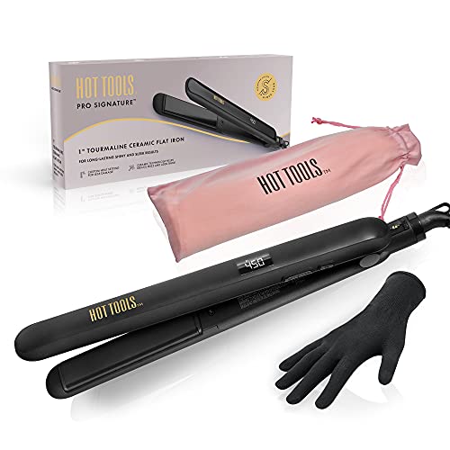 Hot Tools Pro Signature Ceramic  Tourmaline Flat Iron for Sleek Results 1 Inch Plates
