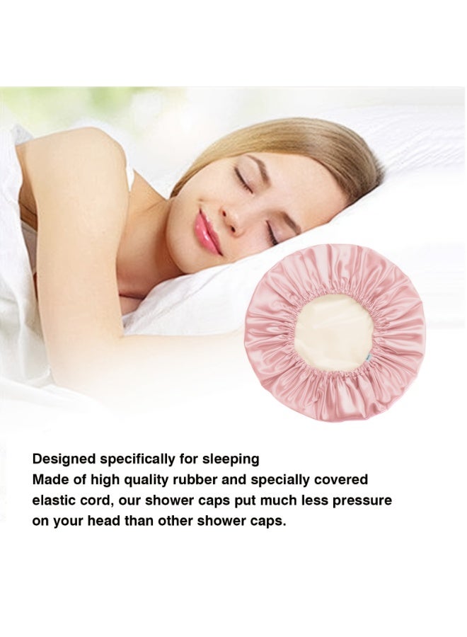Women's Large Double Layer Reversible Satin Sleeping Hood Adjustable Hair Wrap Cap with 2 Hairbands - Image 2