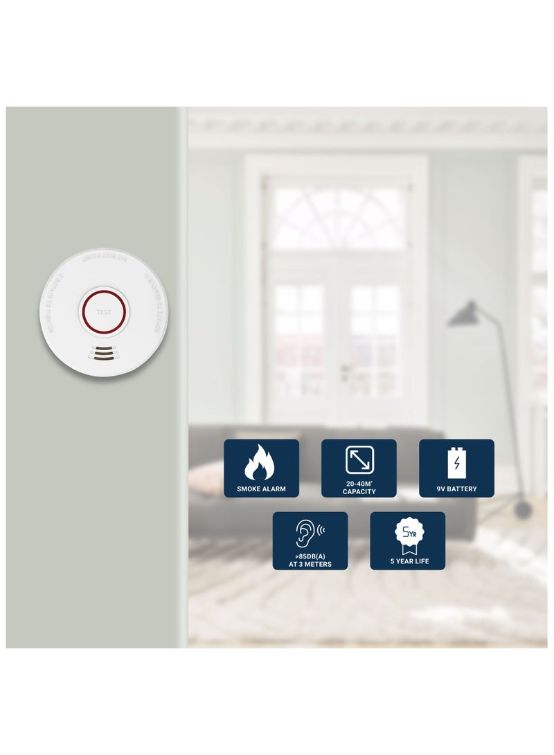 Duravel Duravel Smoke Detector with Test Button and LED Indicator, Battery-Powered, White  - Image 5