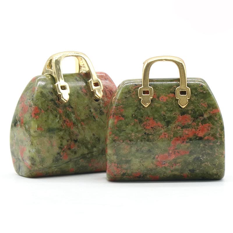 LHJ 5 Pcs Natural Stone Pendants Ornament Women Handbag Unique Shape Crystal Jsaper Stone Charms for Jewelry Making Necklace Earrings Decoration - Image 5