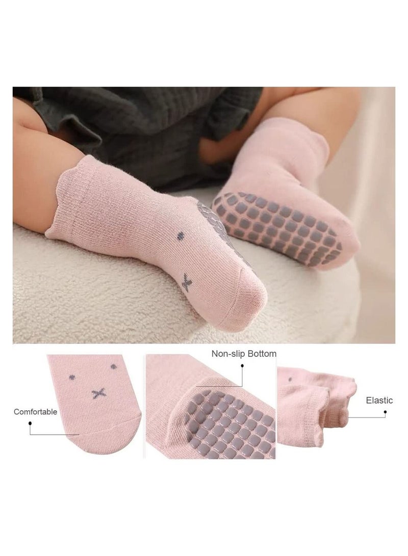 NIBEMINENT SYOSI Baby Socks for Girls Boys 5 Pairs Cute Animal Cartoon Toddler Kids Anti-Slip - Image 3