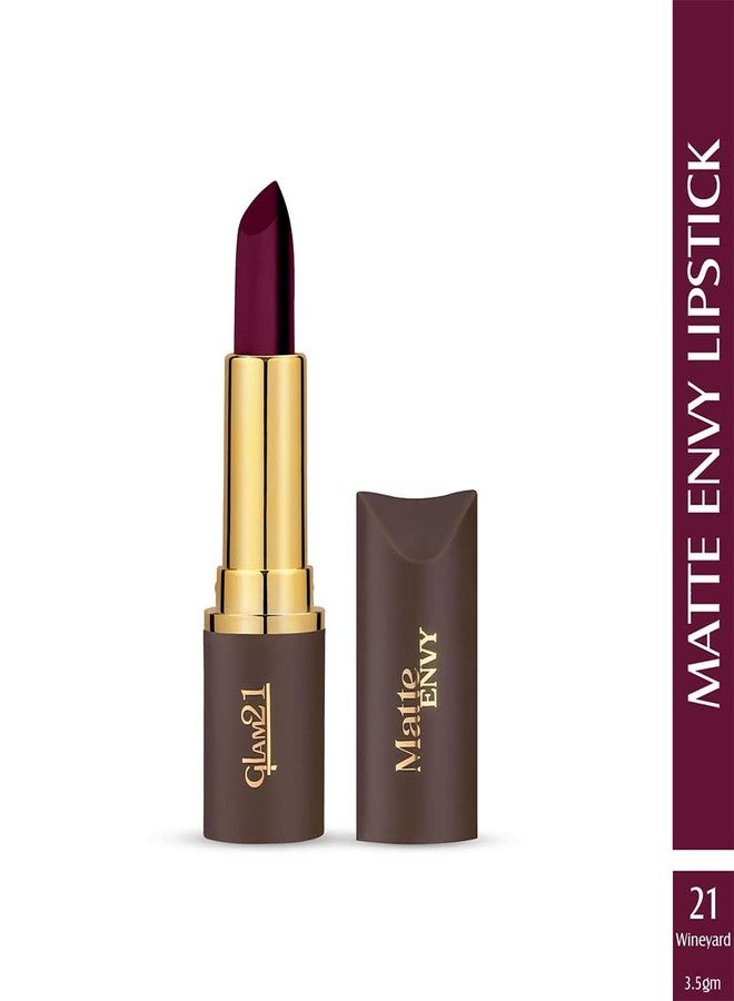 Glam 21 Glam21 Matte Envy Lipstick | Intense Colour | Creamy Texture | Lightweight Lipstick | Wineyard - 3.5gm - Image 2