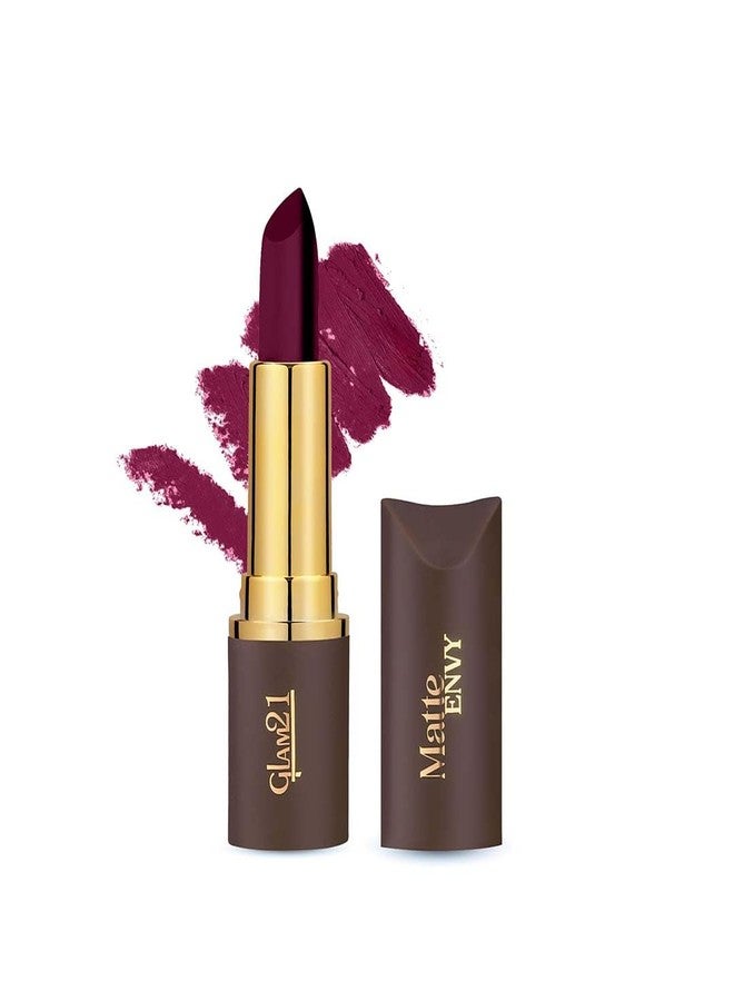 Glam 21 Glam21 Matte Envy Lipstick | Intense Colour | Creamy Texture | Lightweight Lipstick | Wineyard - 3.5gm - Image 1