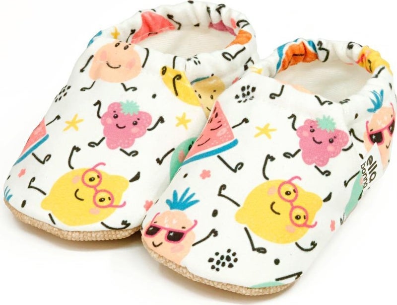 Ella Bonna Patterned Baby Booties, Non-Slip Sole, Home Nursery Shoes Slippers, Fruits  - Image 1