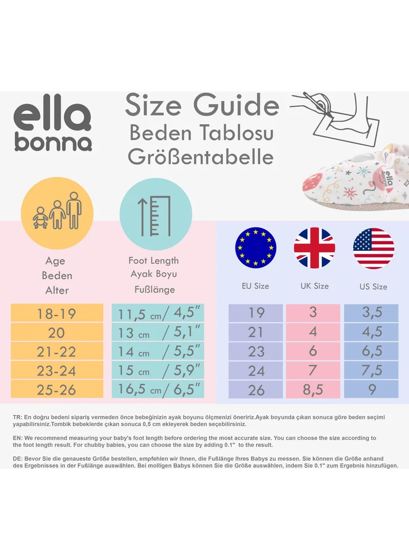 Ella Bonna Patterned Baby Booties, Non-Slip Sole, Home Nursery Shoes Slippers, Fruits