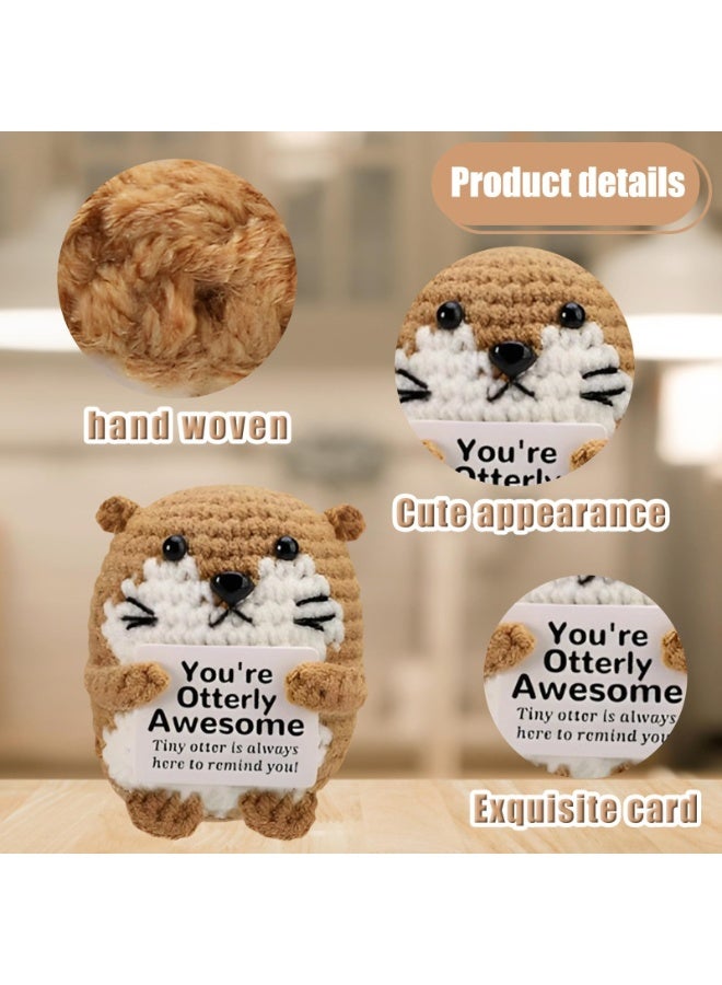 Peachjoy Positive Pocket Otter Doll, Funny Emotional Support Knitted Otter Toy with Positive Card, Woolen Crochet, Cheer Up Graduation Gift, Encouragement for Friends - Image 3
