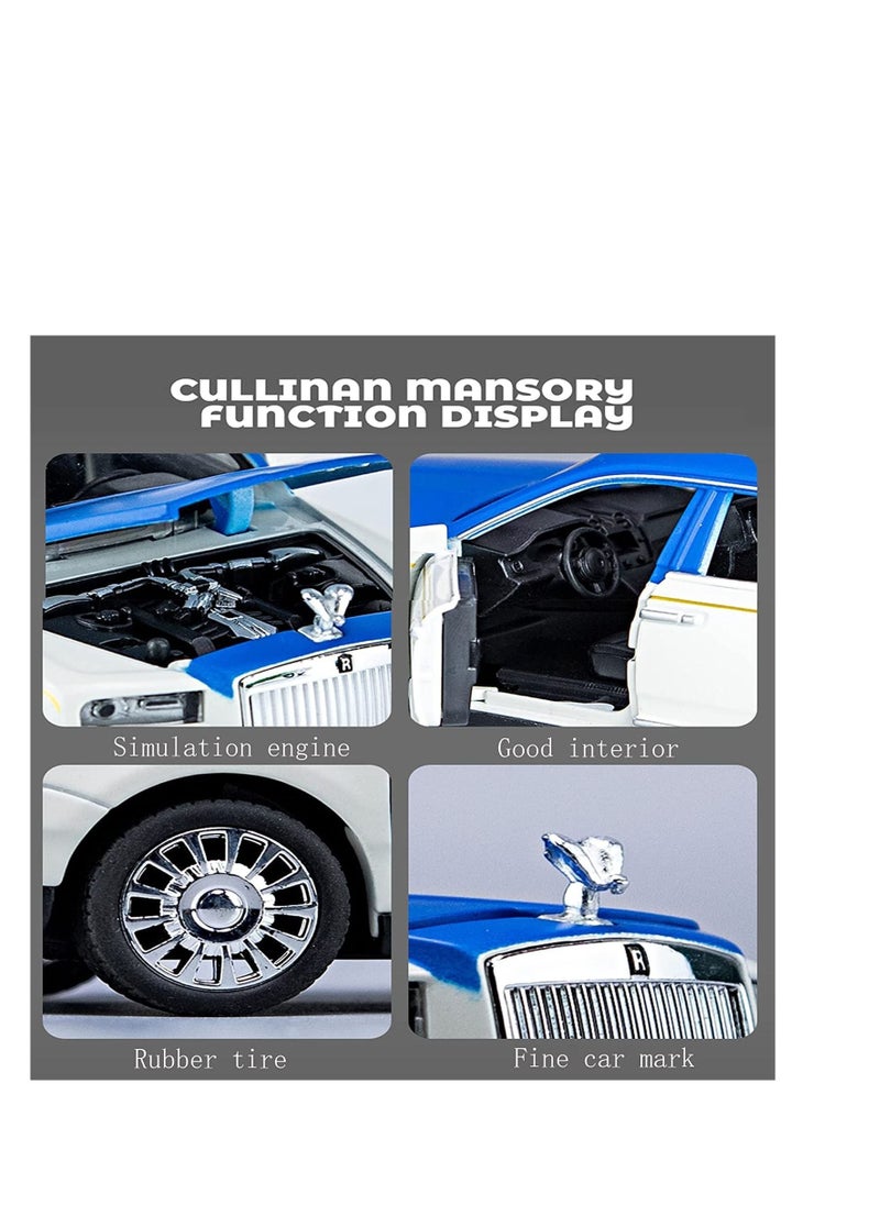 Generic - Rolls-Royce Cullinan SUV Model Car Toy, 1:32 Scale Zinc Alloy Pull Back Toy Diecast Toy Cars with Sound & Light & 6 Open Doors for Kids Boy Girl Collect Gift - (Blue/White) - Image 1