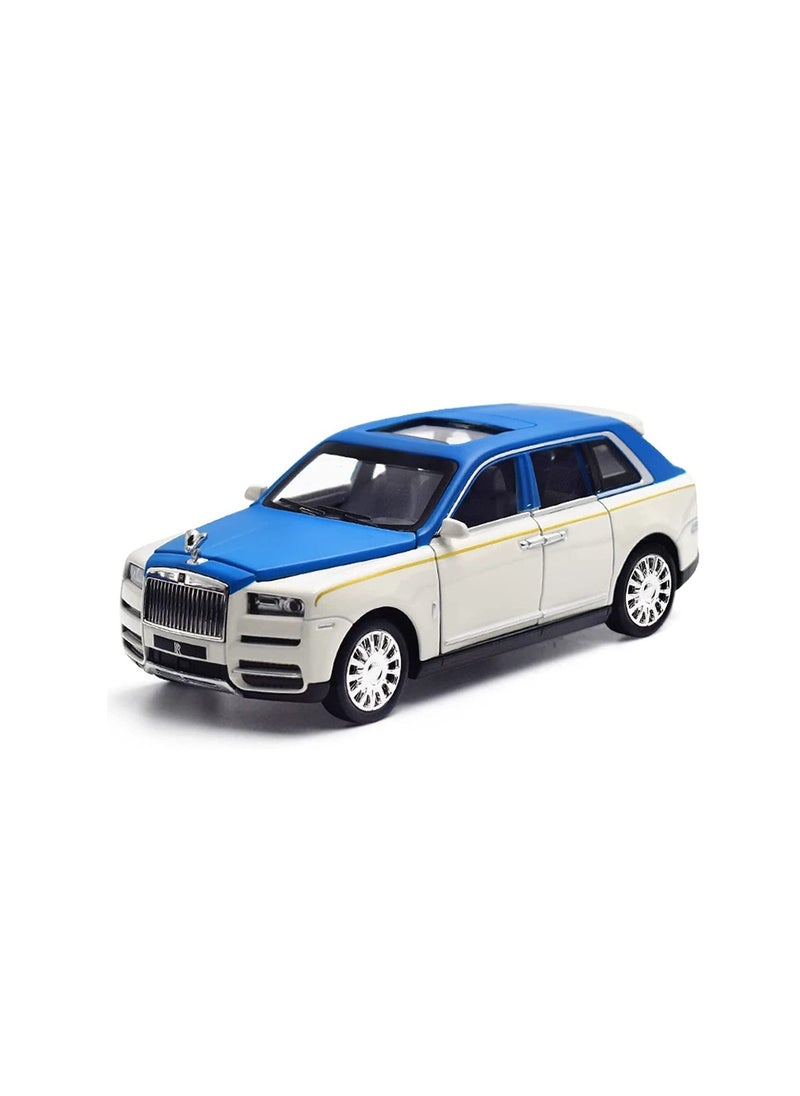 Generic - Rolls-Royce Cullinan SUV Model Car Toy, 1:32 Scale Zinc Alloy Pull Back Toy Diecast Toy Cars with Sound & Light & 6 Open Doors for Kids Boy Girl Collect Gift - (Blue/White) - Image 1
