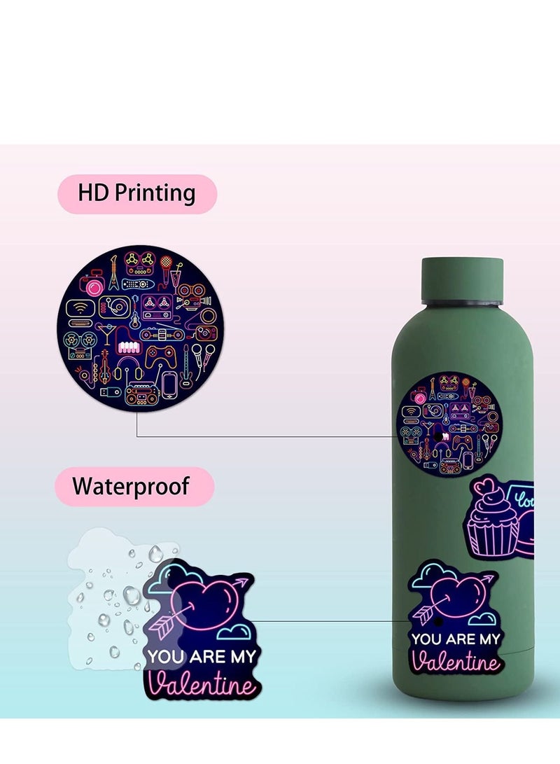 SYOSI Neon Style Stickers, 50 Pcs Aesthetic Trendy Decals, Waterproof Vinyl for Water Bottle Phone Computer Luggage Guitar Bathroom Skateboard for Teens Girls Boys - Image 3